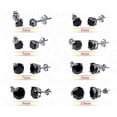 thumbnail image 2 of Black CZ Solitaire Sterling Silver Stud Earrings - Unisex Rhodium Plated .925 Silver Earrings 4MM, 2 of 4