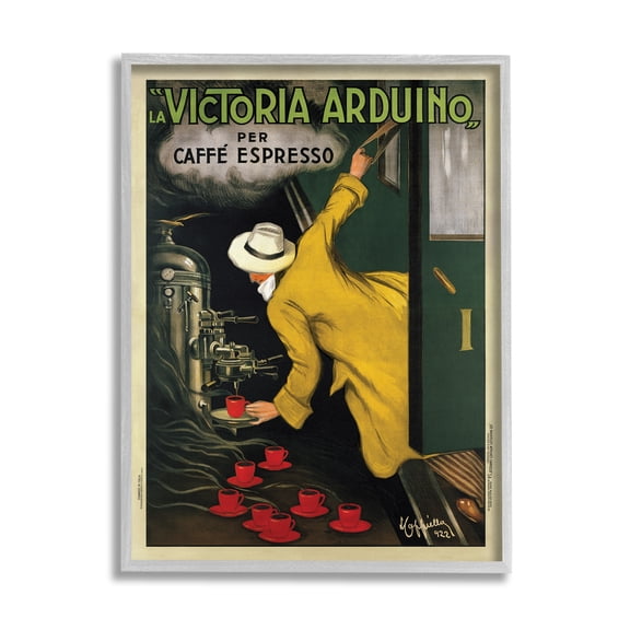 Stupell Industries La Victoria Arduino Cafe Espresso Vintage Inspired Poster Painting Framed Art Print Wall Art, 24x30, By VeeBee