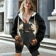 thumbnail image 3 of COEQINE Fashion Women's Hoodie Oversized Sweatshirts Black Cat Magic Hat Print Long Sleeve Pumpkin Pattern Casual Wear Full Zipper Y2K Jacket Fall Tops with Pockets, 3XL, 3 of 7