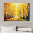 thumbnail image 3 of Canvas Print Wall Art Sunlight Shine Over Yellow Autumn Forest Path Nature Wilderness Photography Modern Art Rustic Scenic Colorful Multicolor for Living Room, Bedroom, Office - 12"x18", 3 of 5