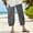 Black women striped wide leg capri pants a1, variant on Women's Striped Wide Leg Capri Pants Elastic Waisted Flowy Casual Summer Lounge Pants Harem Trousers Beach Party Wear, Gray 2XL