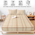 thumbnail image 5 of King Size Fitted Sheet Set - Check Plaid 3 Piece Bedding Sets 16" Deep Pocket Fitted Sheet with 2 Pillowcases, Orange Grids Stripes Modern Minimalist Brushed Microfiber Hotel Luxury Bed Sheets, 5 of 9