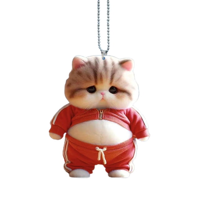 2D Acrylic Car Hanging Pendant Rearview Mirror Decoration Compact Shaped Car Interior Decor Hanging Ornament Cats Cute