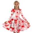 thumbnail image 3 of Vestido de manga larga con cuello redondo para niñas, vestido elástico de manga larga, corte A, estilo patinador con volantes, vestido de recital escolar, vestido de manga larga con cuello redondo par, 3 of 5