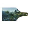 thumbnail image 1 of Balinese Cutting Board, Terrace Rice Fields Palm Trees Traditional Farmhouse Morning Sunrise Bali Indonesia, Tempered Glass Cutting and Serving Board, Wine Bottle Shape, Green, by Ambesonne, 1 of 1