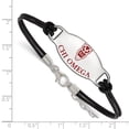thumbnail image 2 of Sterling Silver Chi Omega Enamel Black Leather Bracelet - 7 in., 2 of 4