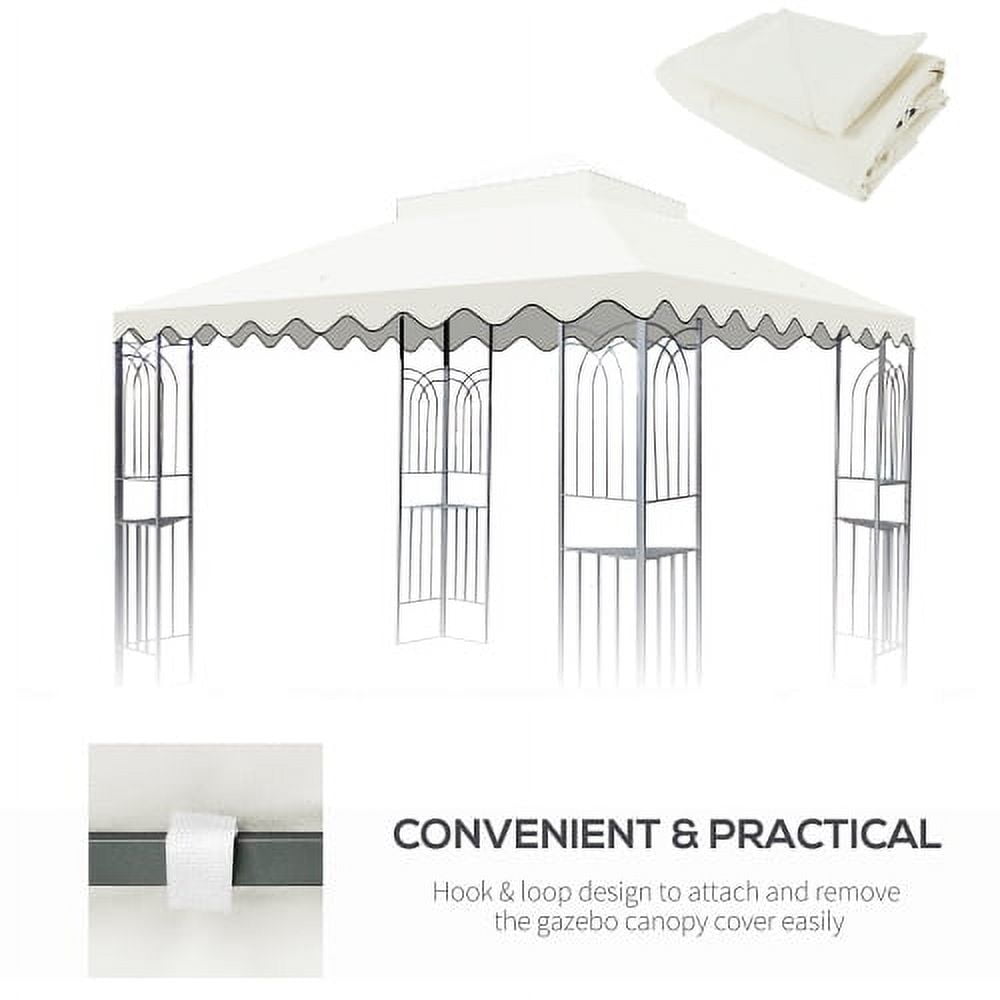 10x10 Ft Outdoor Patio Gazebo Replacement Canopy,Double Tiered Gazebo Tent Roof Top Cover for Outdoor Garden Patio Pavilion Sunshade,Beige