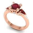 thumbnail image 2 of Diamond-Capitals 2.50 Carat Fine Round Cut Red Ruby & Garnet Gemstone Three Stone Bridal Ring for her Solid 14K Rose Gold Size 8.5, 2 of 8