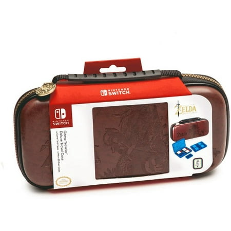 Nintendo Switch Zelda Breath of The Wild Carrying Case - Protective Deluxe Travel Case - Koskin Leather with Embossed Zelda Breath of The Wild Art - Official Nintendo Licensed