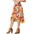 thumbnail image 1 of INSPIRE CHIC Falda cruzada midi de chifón con dobladillo asimétrico y cintura alta con purpurina floral para mujer blanco L, 1 of 4