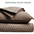 thumbnail image 5 of EVERGRACE Luxury Velvet Quilt Set King Size 3 Piece, Soft Cross-Stitch Velvet Comforter Set with Pillow Shams, Lightweight Coverlet Bedspread Bedding Set for All Seasons, Mushroom Brown, 5 of 8