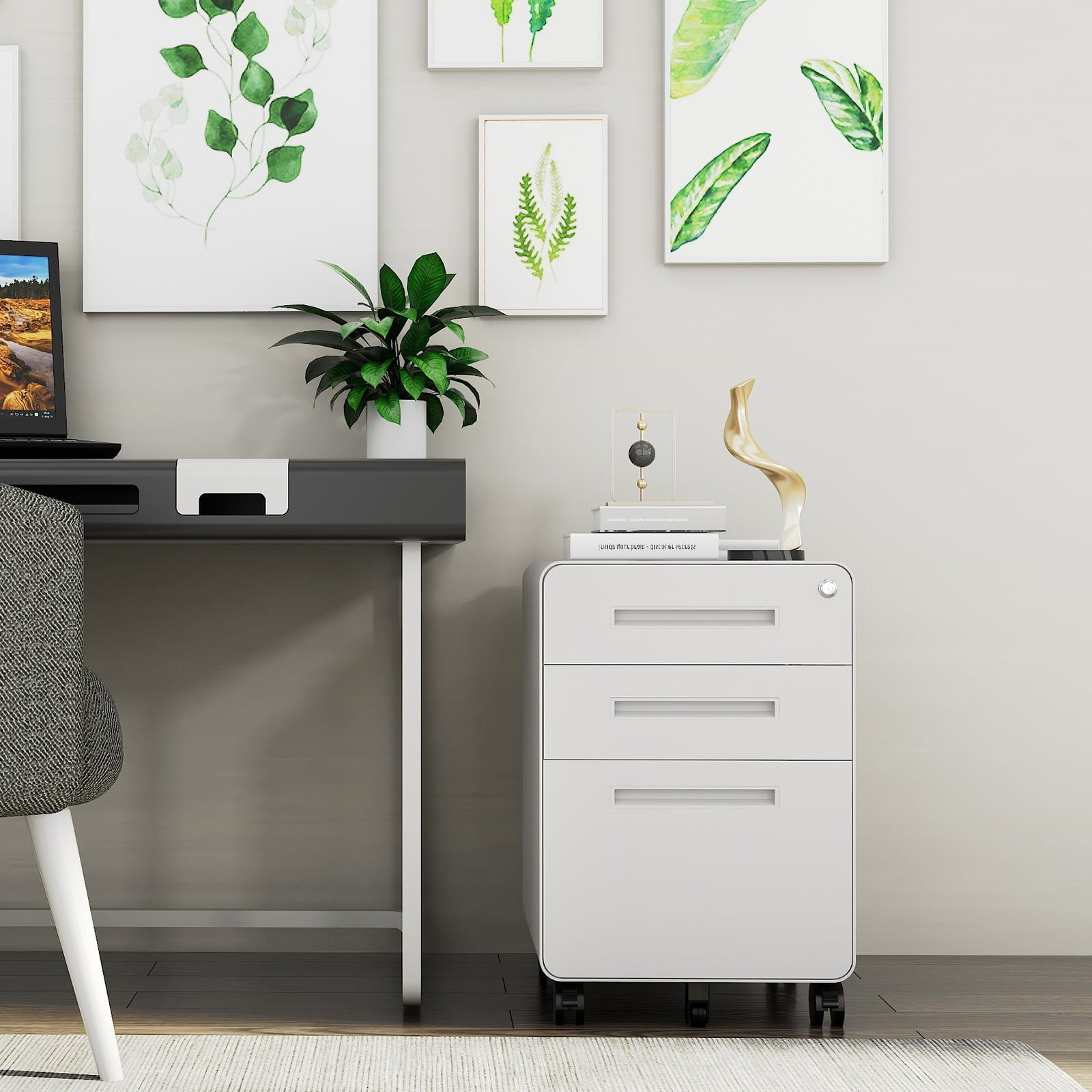 clarencehomeinc 3drawer Steel Filing with Lock Mobile Under