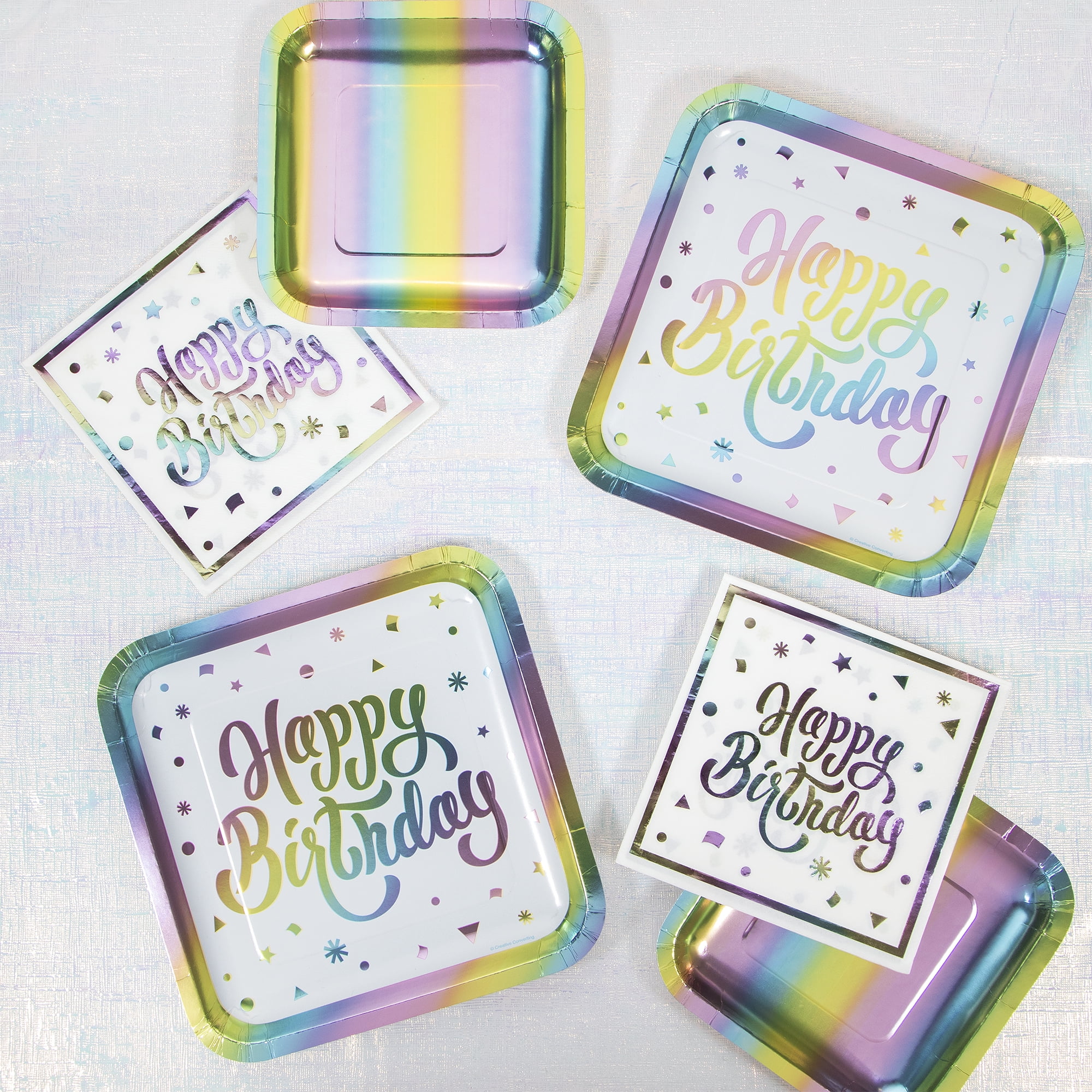 Pastel Rainbow Happy Birthday Plates 8 Count 9" by Way to Celebrate