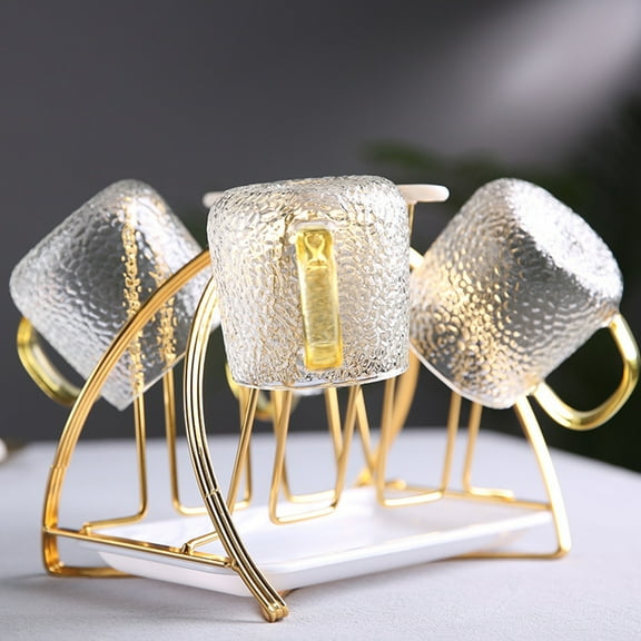 WRITWAA Glass Cup Holder and Bottle Drying Organizer with Tray Sturdy Home Use Display