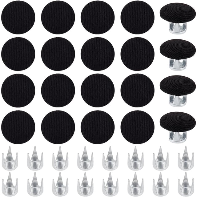 20Sets Black 0.6 Inch Baseball Cap Button Top Replacement Cotton Replacement Repair Cap Top Buttons for Hat Button Replacement Repair Making