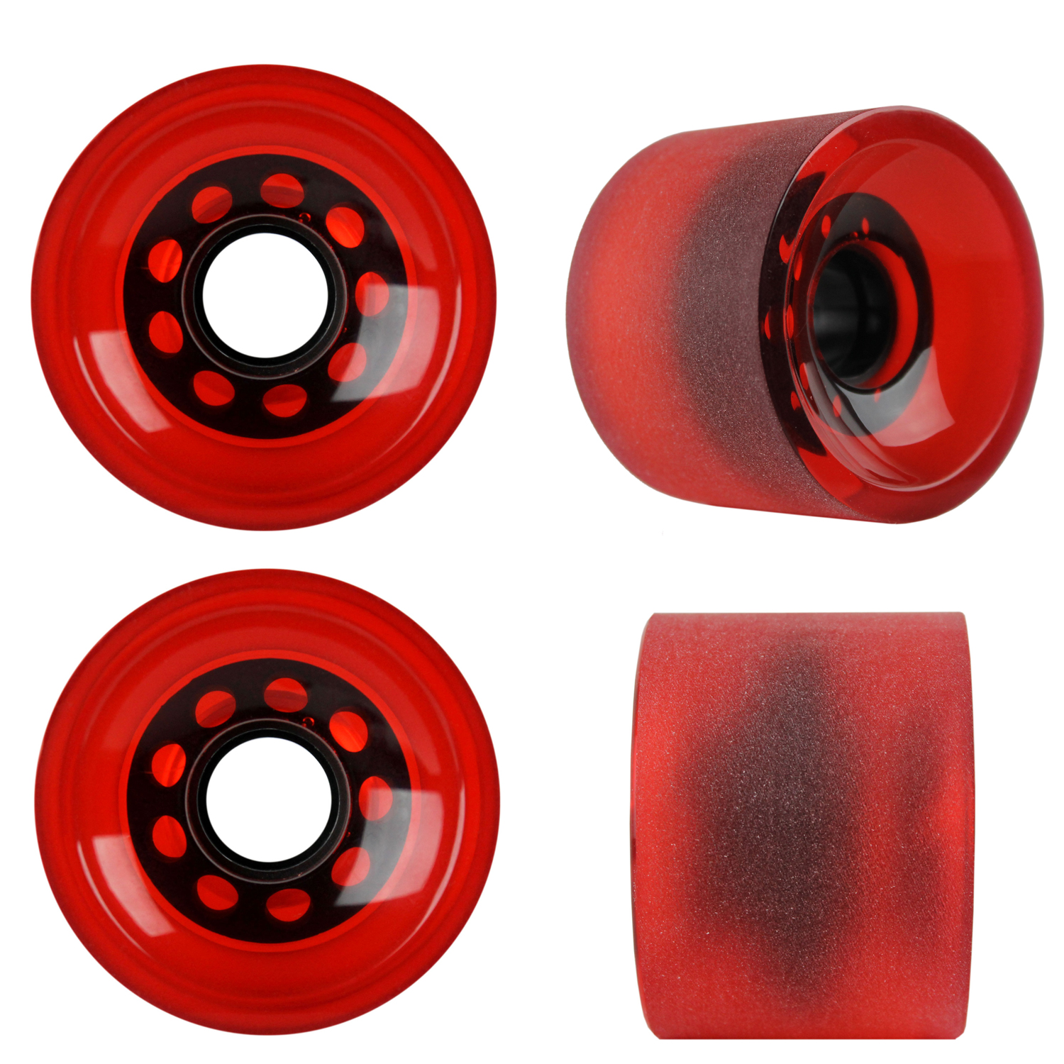 SLIDING LONGBOARD WHEELS 70mm 82A Stone Ground Set of 4 RED