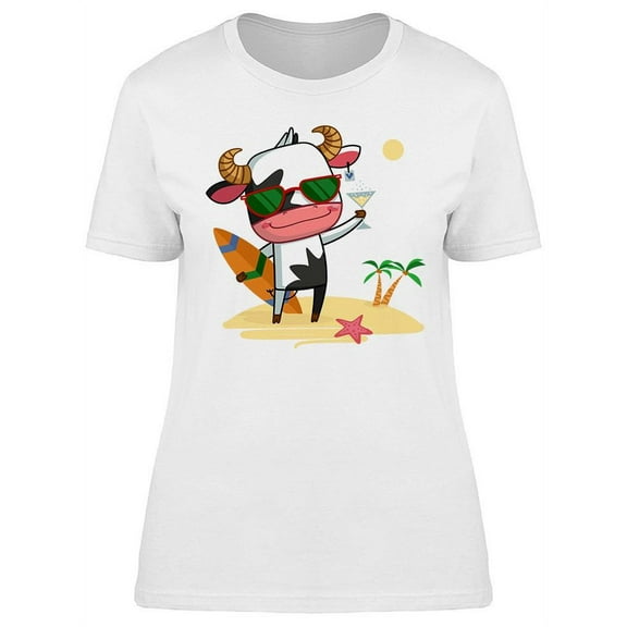 Bull Enjoys Summer And Surf T-Shirt Women -Image by Shutterstock, Female Small