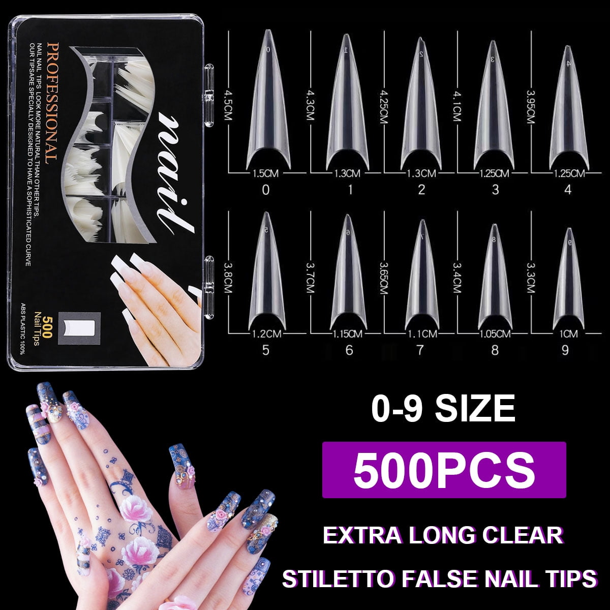 100pcs 500pcsclear Nail Tips Coffin Fake Nails Including Half Cover Natural Acrylic Nails False Nails With Plastic Box For Diy Nail Art Walmart Com Walmart Com