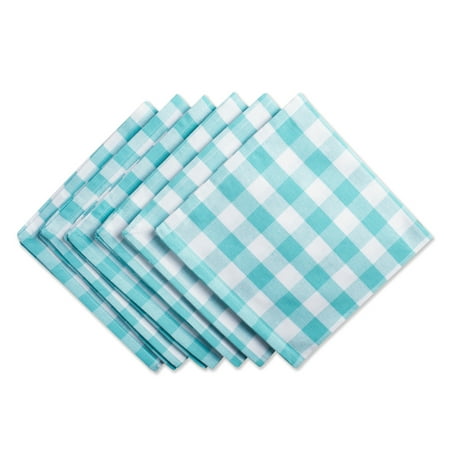 DII Aqua/White Checkers Napkin (Set of 6), 20x20