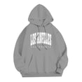 thumbnail image 3 of RUTAYY Men's Hoodie Long Sleeve Drawstring Front Pocket Vintage Letter Print Daily Casual Pullover Sweatshirt Grey, 3 of 5