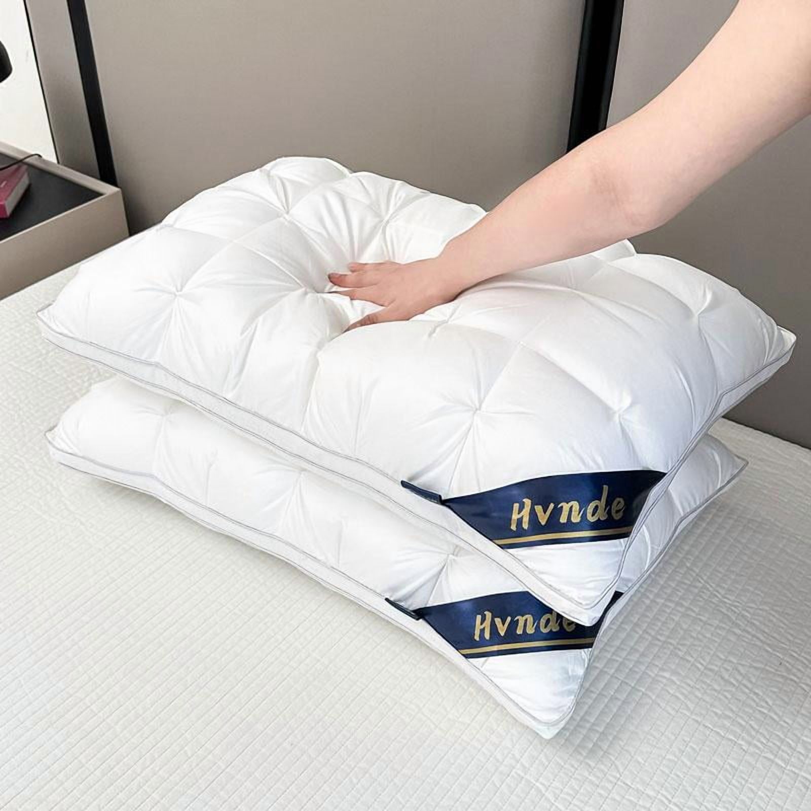 Hvnde  Luxury Hotel Quality Bed Pillows For Sleeping, Low Allergy Polyester Fiber Cover, Premium Soft Down Alternative Fill For Back, Stomach Or Side Sleepers, Ergonomic Design, Deep Sleep