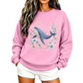 thumbnail image 2 of Womens Crewneck Sweatshirts Whale Ladies Summer Lightweight Sweatshirt Ocean Beach Graphic Pullover Long Sleeve Fall Top, 2 of 4