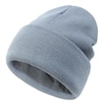 thumbnail image 2 of XIAOCHA Fleece‑Lined Beanie for Women Solid Hats Casual Fall‑Winter Toque,Grey, 2 of 4