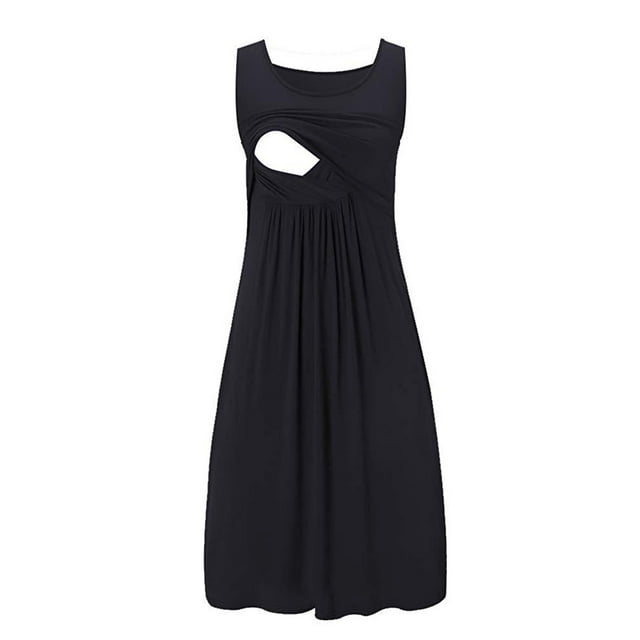 Tidyack , Prix Réduits, Robe d'Allaitement Sans Manches à Col Rond, Haut Uni Patchwork pour l'Allaitement, Matériau Confortable, Style Élégant, pour Femmes Enceintes, Vêtements d'Allaitement, Tenue Tendance