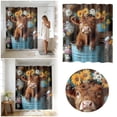thumbnail image 3 of XQWJWLA Cute Highland Cow Shower Curtain, Farmhouse Floral Highland Cow Shower Curtains for Bathroom, Rustic Artistic Waterproof Fabric Shower Curtain Set, 70x70 Inch(Daisy), 3 of 5