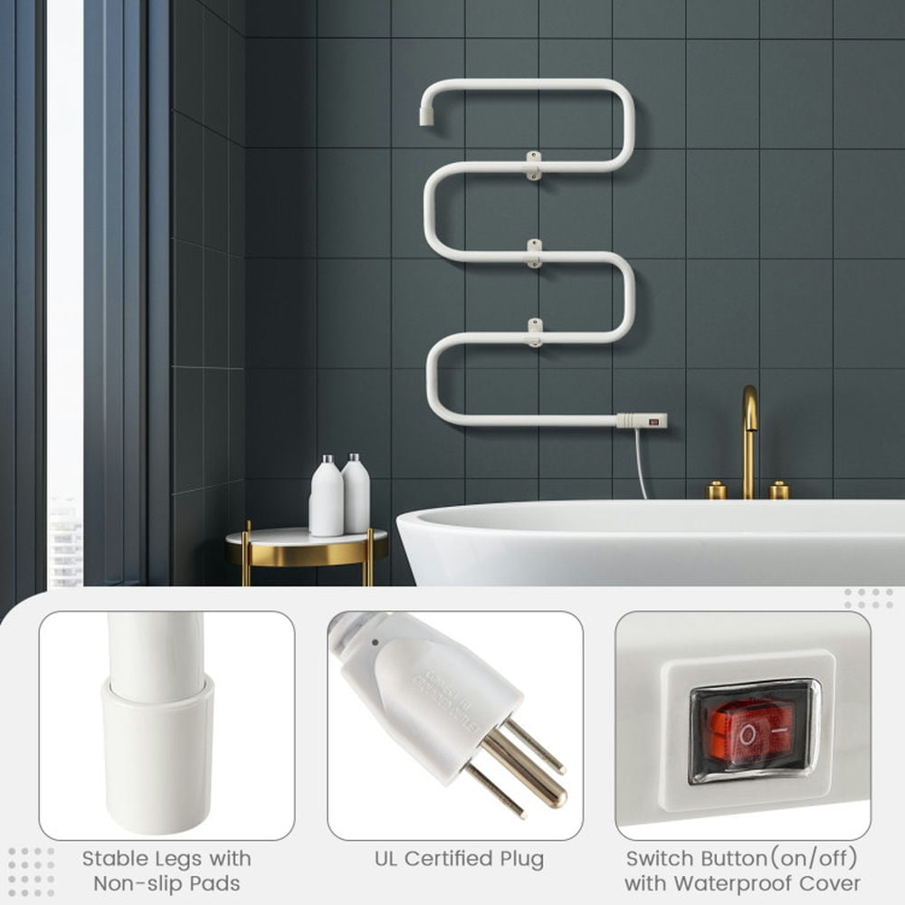 Finihen Electric Towel Warmer Drying Rack, Towel Rack, 100W Electric Towel Warmer Drying Rack, for Bathroom, laundry Room, White
