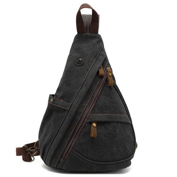 Bolso bandolera de lona, mochila informal tipo bandolera para hombre y mujer