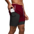 thumbnail image 4 of Sinleey Mens Athletic Shorts Double Layers Short Pants Quick Dry Workout Sport Basketball Football Burgundy M, 4 of 4