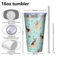 thumbnail image 4 of 16oz Tumblers German Shepherd Dog and Music Stainless Steel Vacuum Insulated Double Wall Travel Tumbler Cups Mug with Lid and Straw,Cleaning Brush for Coffee,Tea, 4 of 4