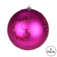 thumbnail image 3 of Vickerman 4" Fuchsia Matte Sequin Swirl Ornament, 6 per Bag, 3 of 3