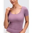 thumbnail image 5 of CRZ YOGA Softembrace Tops for Women Casual Soft Going Out Short Sleeve Shirts Sexy U Neck Tight Fitted Tees, 5 of 6