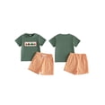 thumbnail image 2 of Loicainy Toddler Kids Boy Halloween Outfit 12 18 24 Months 2T 3T 4T 5T Short Sleeve Pumpkin Embroidery Tops and Plaid Shorts Clothes Set, 2 of 9