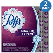 Puffs Ultra Soft & Strong Facial Tissues; 1 Cube; 56 Tissues per Box (Pack of 2)