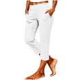 thumbnail image 3 of Women’s Capris Yoga Pants Elastic High Waist Slim Fits Cropped Pants Stretch Breathable Summer Workout Casual Trousers with Pockets, 3 of 9