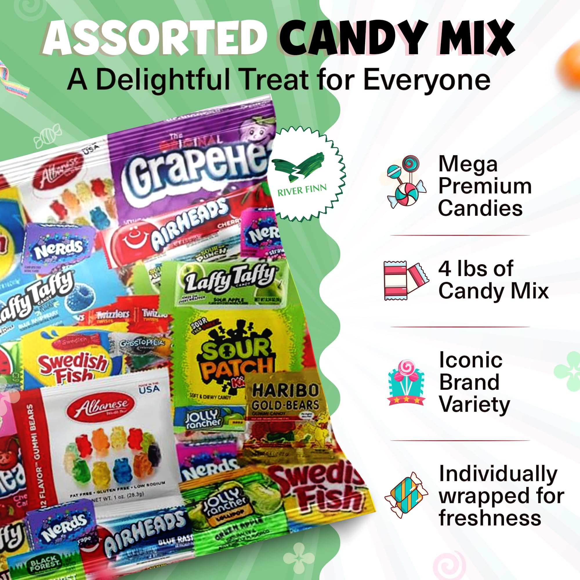 Ultimate Assorted Classic Candy Mix Variety Pack, 4LB Bulk Bag – Fun-Size, Individually Wrapped Minis for Parties, Candy Bowls, Parades, Piñatas, Events & More – Mega Mixed Treat Assortment