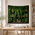 thumbnail image 5 of Lush Fern on Wooden Shelves Against Deep Green Wall, Serene Vintage Style for Plant Enthusiasts, Botanical Wall Art Decor, Housewarming Gift Tapestry Wall Hanging for Living Room and Dorm, 5 of 7