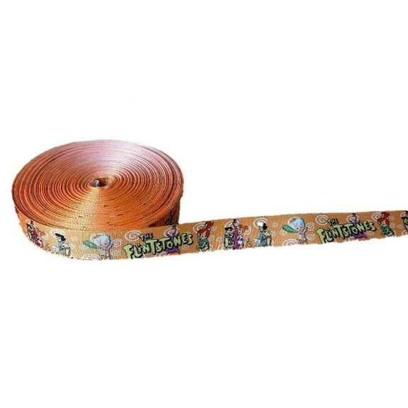 The Flintstones Characters Orange Border 1" Wide 3 Yards Long Repeat Ribbon