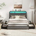 thumbnail image 4 of Costway Full Size Bed Frame with LED Lights & Charging Station Storage Headboard Black, 4 of 10