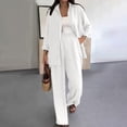 thumbnail image 4 of Fewfanhot Lounge Sets for Women Oversized V-neck Loose Lapel Long Sleeved Shirt Wide Leg Pants Color Set, 4 of 9