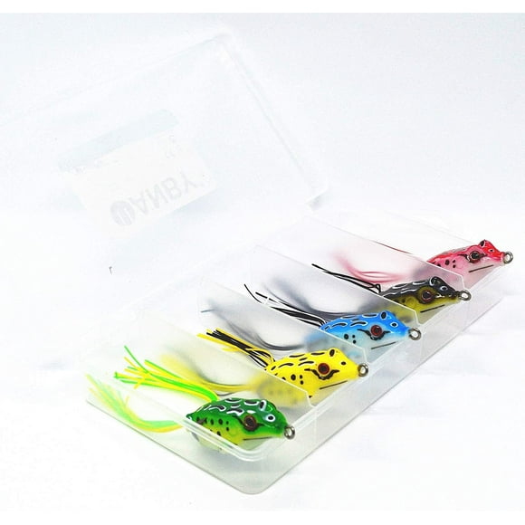 BY Ray Frog Lures Artificial Soft Ray Frog Baits Set Jigging Frog Fishing Lure with Hooks Fishing Tackle Freshwater/Saltwater (5PCS Frog)