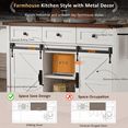thumbnail image 6 of Farmhouse Kitchen Island with Power Outlet, 2 Sliding Barn Door Kitchen Storage Island with Drop Leaf, Spice Rack Rolling Kitchen Cart on Wheels, for Home, Kitchen and Dining Room, White, 6 of 9