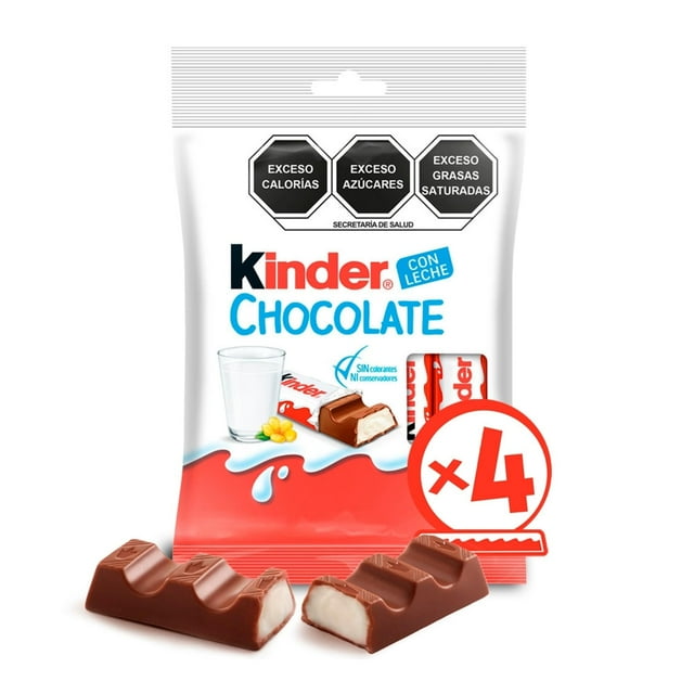 Chocolate Kinder con relleno a base de leche 4 pzas de 12.5 g c/u