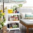 thumbnail image 2 of SOYO 3 Tier Rolling Storage Cart, Utility Cart Mobile Slide Out Organizer, Bathroom Standing Rack Shelving Unit Organizer for Kitchen, Bathroom, Laundry Room, White, 2 of 9