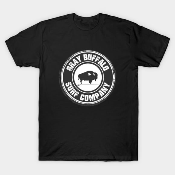 Gray Buffalo Surf Company Retro Coastal Boarding Sport Graphic Unisex T-Shirt, up to size 3XL.