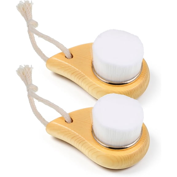HIOK 2pcs Soft Bristle Face Cleansing Brush Manual Face Brush for Deep Pore Cleaning Faces Scrubber Exfoliation Lymphatic Drainage Makeup Care and Skin Care with Soft Bristles Ergonomic Handle