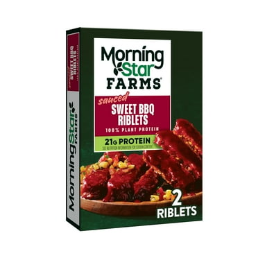 MorningStar Farms Vegan Sweet BBQ Vegan Sauced Riblets, 10 oz, 2 Count (Frozen)